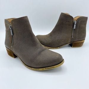 Lucky Brand Brown Breah Burnished Leather Ankle Bootie Size 6
